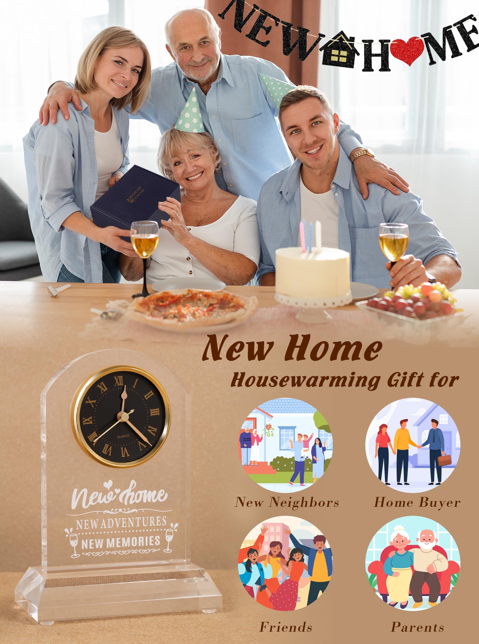 DEEWISH New Home Housewarming Gift – Unique Desk Clock for Room Decor – Best Gift Idea for Homeowners, Friends, or Family