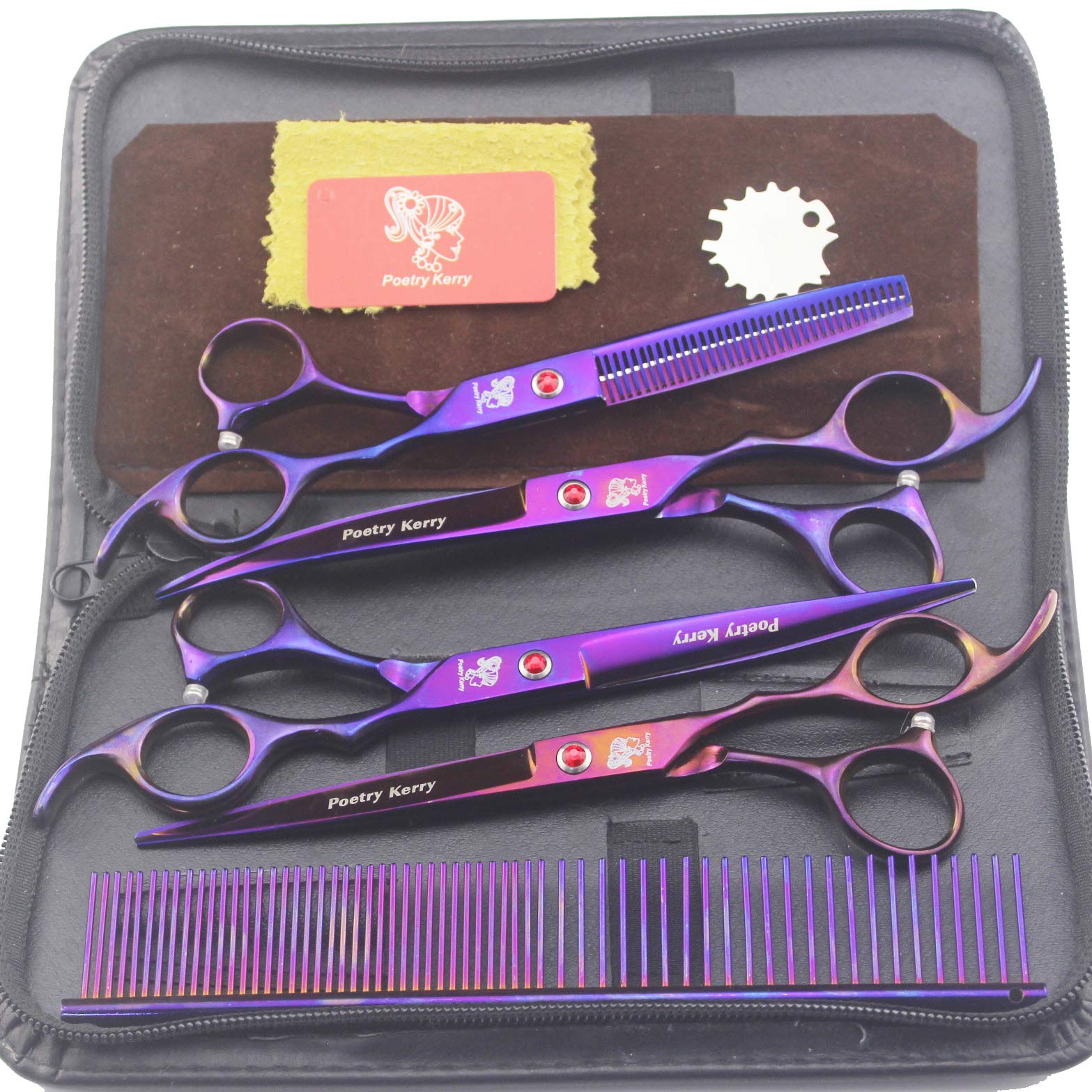 Ciseaux de coiffure doubles anneaux 17,8 cm en acier japonais pour effilage fluide