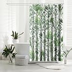 Amaredom Rideau de douche encre florale, Rideau de Douche Fleur coloré pour salle de bain, Rideau imperméable de douche de tissu, Décoration de salle de bains avec 12 Crochets 72x72 Pouces