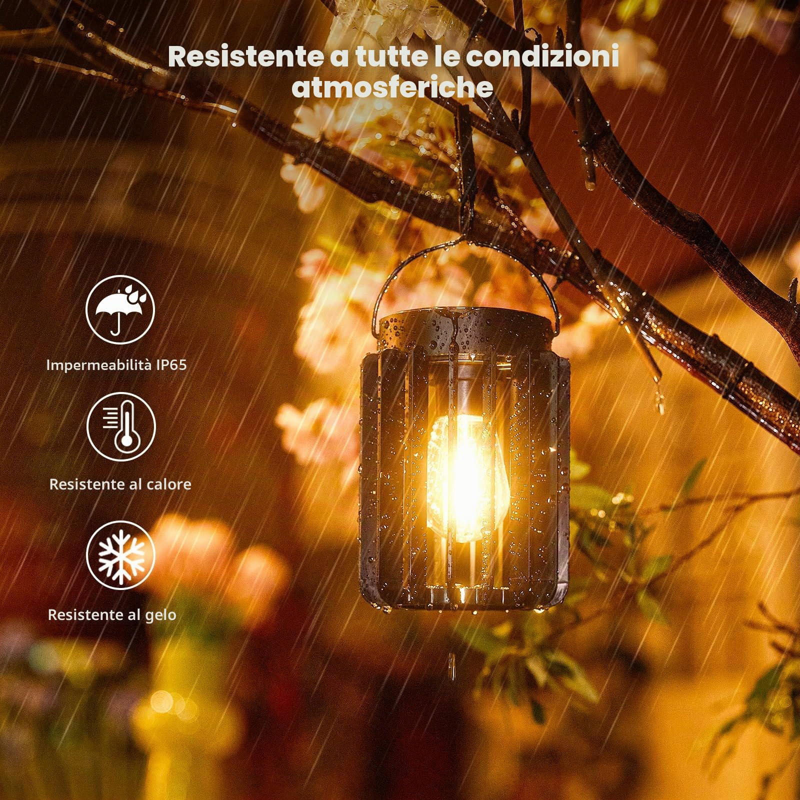 RECHOO Lampade solari per esterni da giardino, da appendere, 2 lanterne solari per esterni con lampadina a LED più grande, IP65, impermeabili, con clip per terrazza, prato, balcone, cortile,