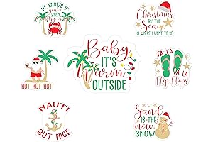 Christmas Magnets Festive Xmas Phrases Beach-Themed 7 Piece Bundle