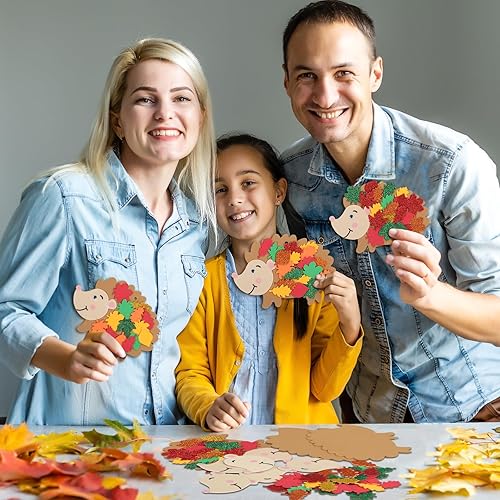 Miniatura 4 de Fennoral Paquete de 12 calcomanías de espuma de erizo para niños, hazte erizo, arte y manualidades de otoño para niños y niñas, suministros de