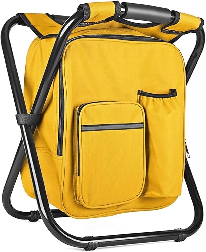 Kikerike - Taburete plegable con mochila, amarillo