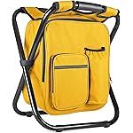 Kikerike Backpack Stool Cooler Chair Heavy Duty 300 LBS Max Load Portable Lightweight Stool Backpack Folding Fishing Cooler Seat for Camping Hunting Fishing - Yellow