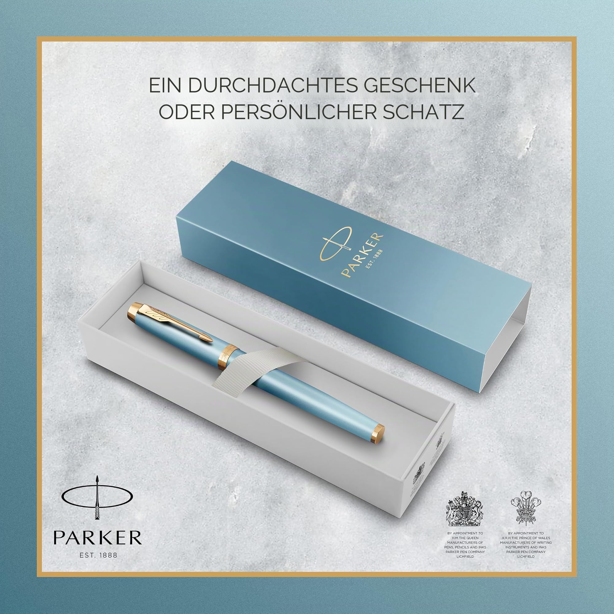 Parker IM Writing Rituals Tintenrollergrünes Gehäuse mit Farbverlaufgoldene Zierteilefeine Spitzeschwarze TinteGeschenkbox