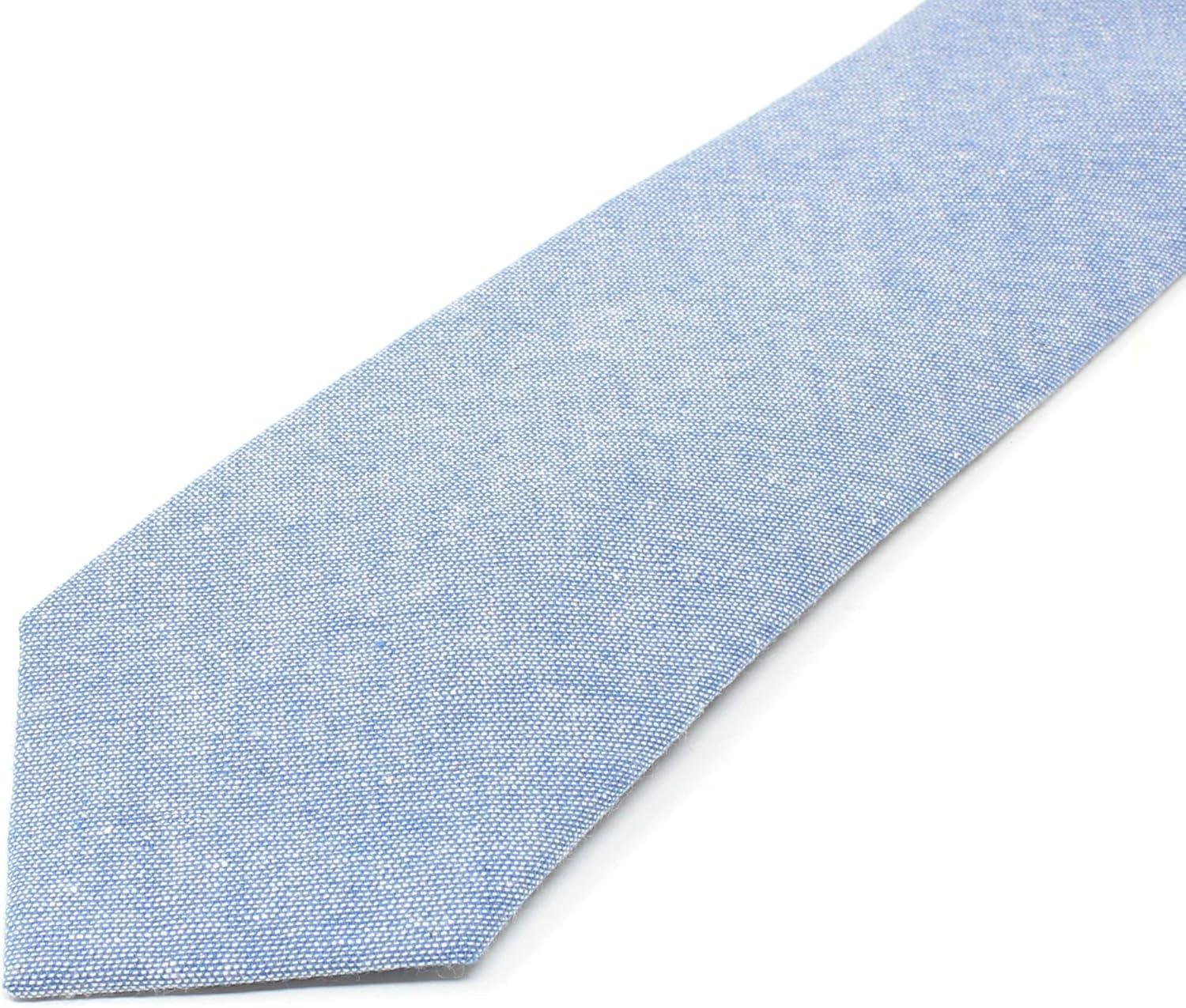 Men's Chambray Cotton Skinny Necktie Tie Textured Distressed Style - 2.5" Width - Image 5
