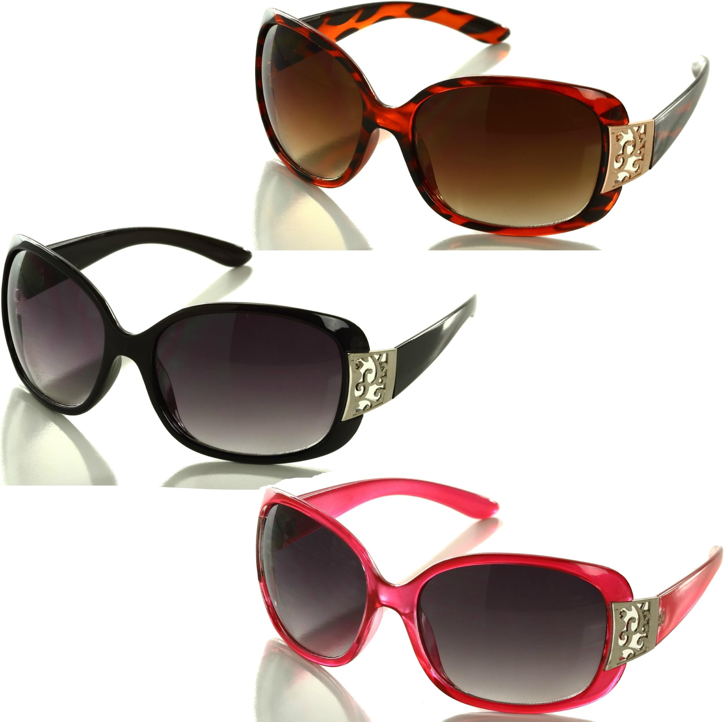 Noble Mount Womens 3-Pack Oversized Sunglasses