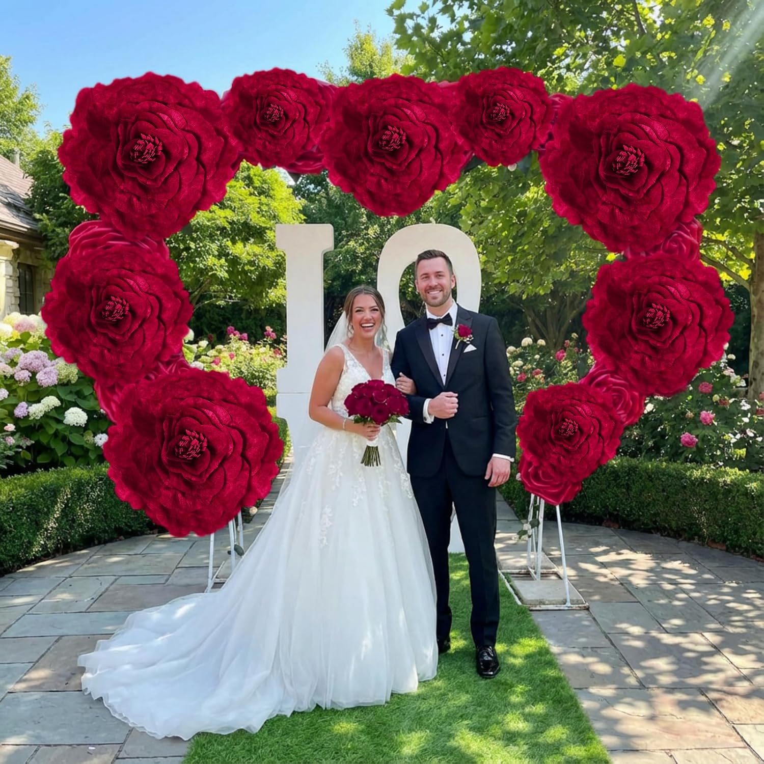 Norme 3 Pcs Derby Day Artificial Giant Flowers for Decoration 12, 16, 20 Inch Wedding Large Rose Petals Giant Flowers Large Burgundy Red Rose for Home Decor, Anniversary Birthday Valentine's Day
