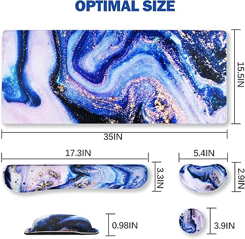 Miniatura 29 de ARTSO Juego de alfombrillas de mouse grandes para juegos, soporte para reposamuñecas para teclado + cojín de muñeca para mouse + alfombrilla de