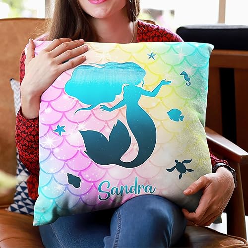 Miniatura 4 de Hyturtle Almohada personalizada con escamas de sirena (inserto incluido), regalos para niñas y mujeres, regalos de cumpleaños para amantes de la