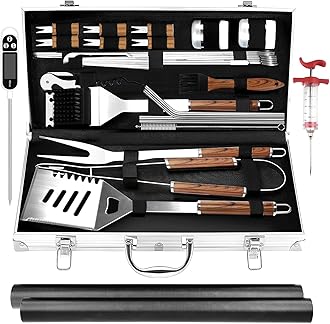 32-in-1 BBQ Tools Set Extra Thick Stainless Steel Grill Tool Set with Gift Wrapping Box, Premium Complete Outdoor BBQ Utensils Set Professional BBQ Accessories BBQ Kit for Men and Women Gift