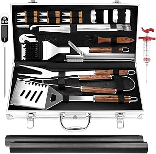 KALAHOL 32-in-1 BBQ Tools Set Extra Thick Stainless Steel Grill Tool Set with Gift Wrapping Box, Premium Complete Outdoor BBQ Utensils Set Professional BBQ Accessories BBQ Kit for Men and Women Gift