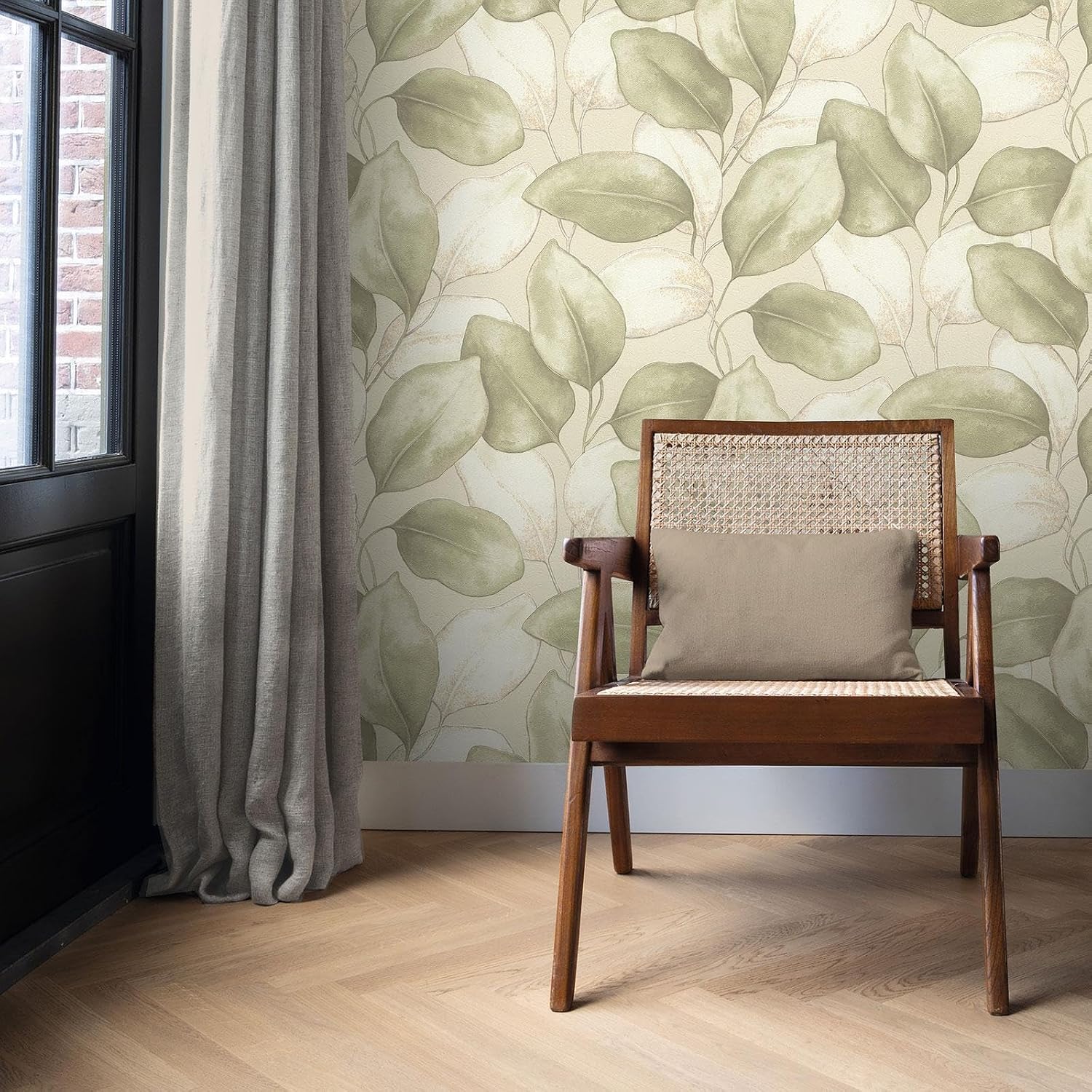 Rasch Opulenza Leaf Trail Textured Vinyl Modern Stunning Wallpaper Soft Grey Perfect for Feature Walls Bedrooms Lounges Hallways Sage 659870