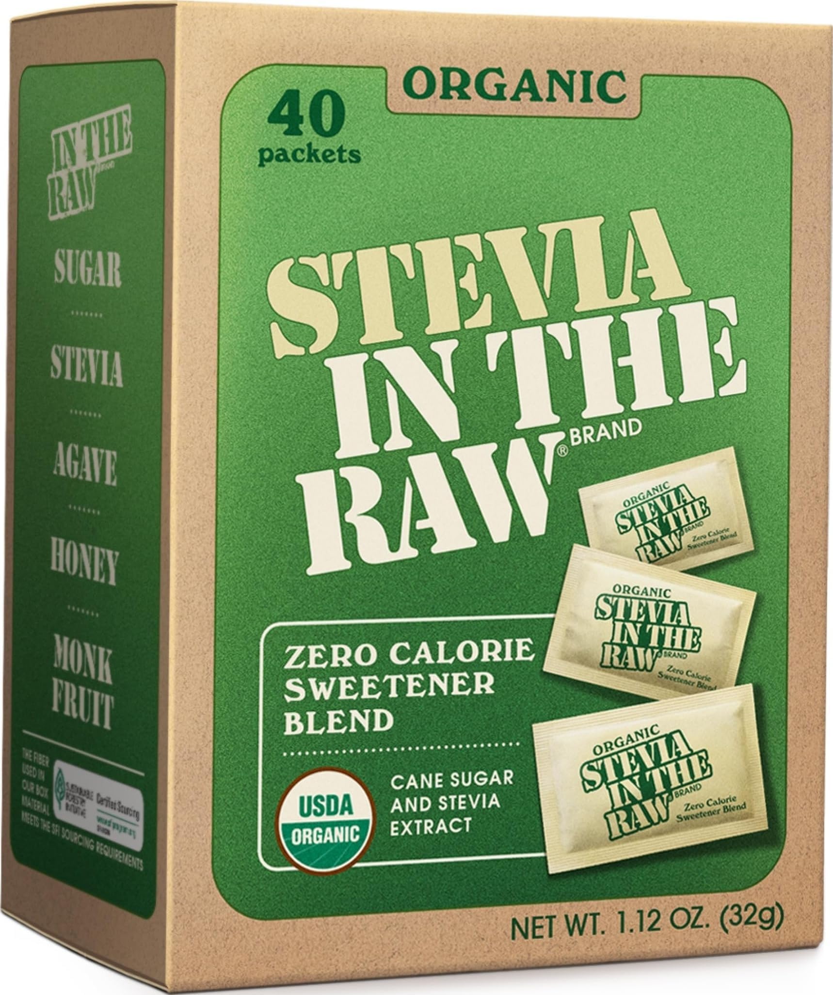 Stevia In The Raw Organic Stevia Sweetener Packets, 40 Ct