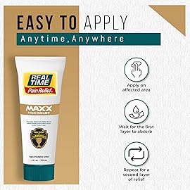 Real Time Pain Relief MAXX 4oz Tube | 18 Natural Ingredients: Arnica, Menthol & Peppermint | Maximum Strength Muscle Pain Relief Lotion for Arthritis, Hands, Ankles, Back, Shoulders, Knees & Joints