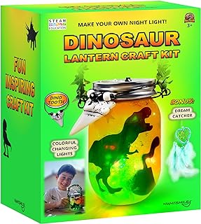 Dinosaur Lantern Nightlight Craft Kit - DIY Dinosaur Crafts for Kids, Ages 3-12