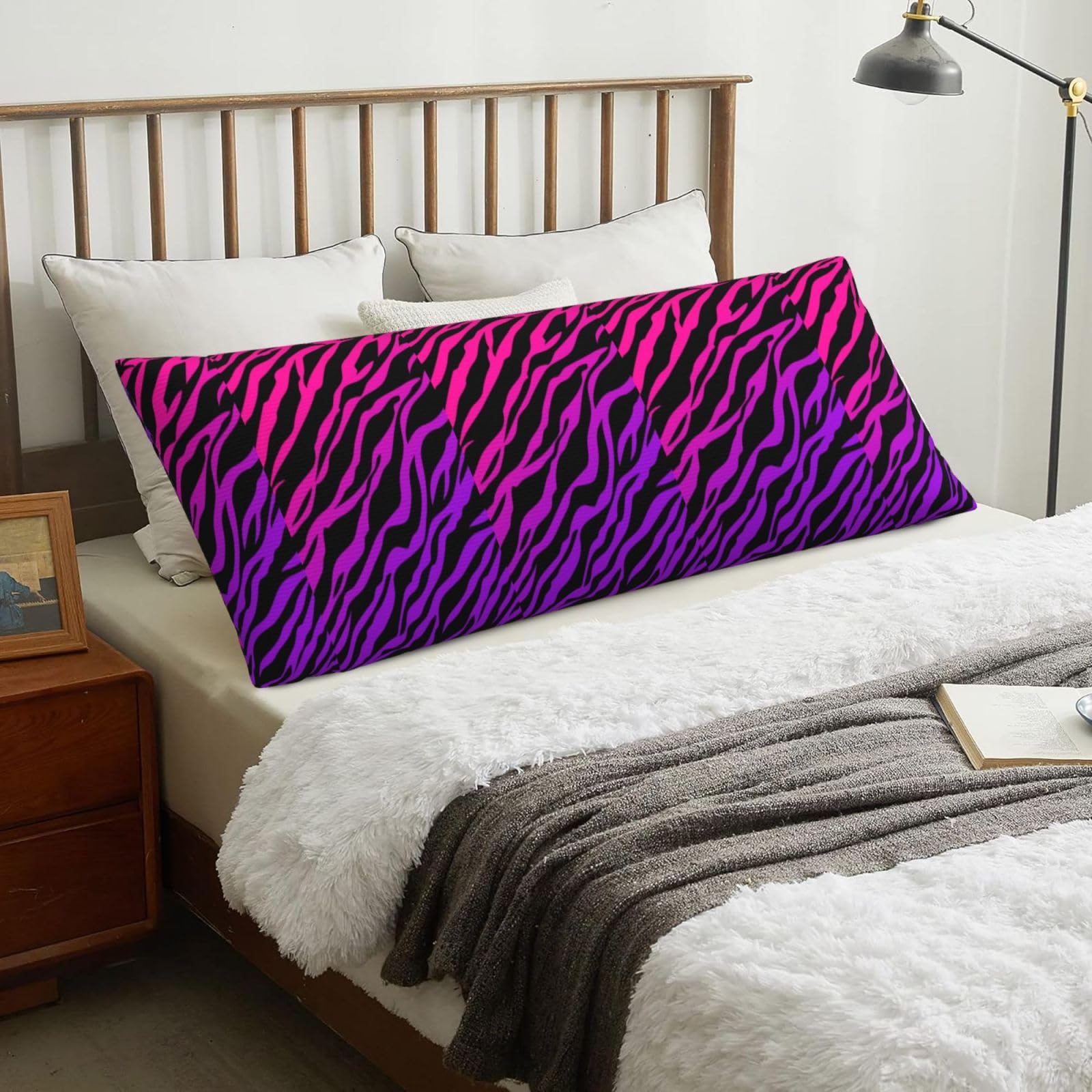 Zebra Print, Body Pillow Cover with Zipper,Long Body Pillowcase 20 x 60 in