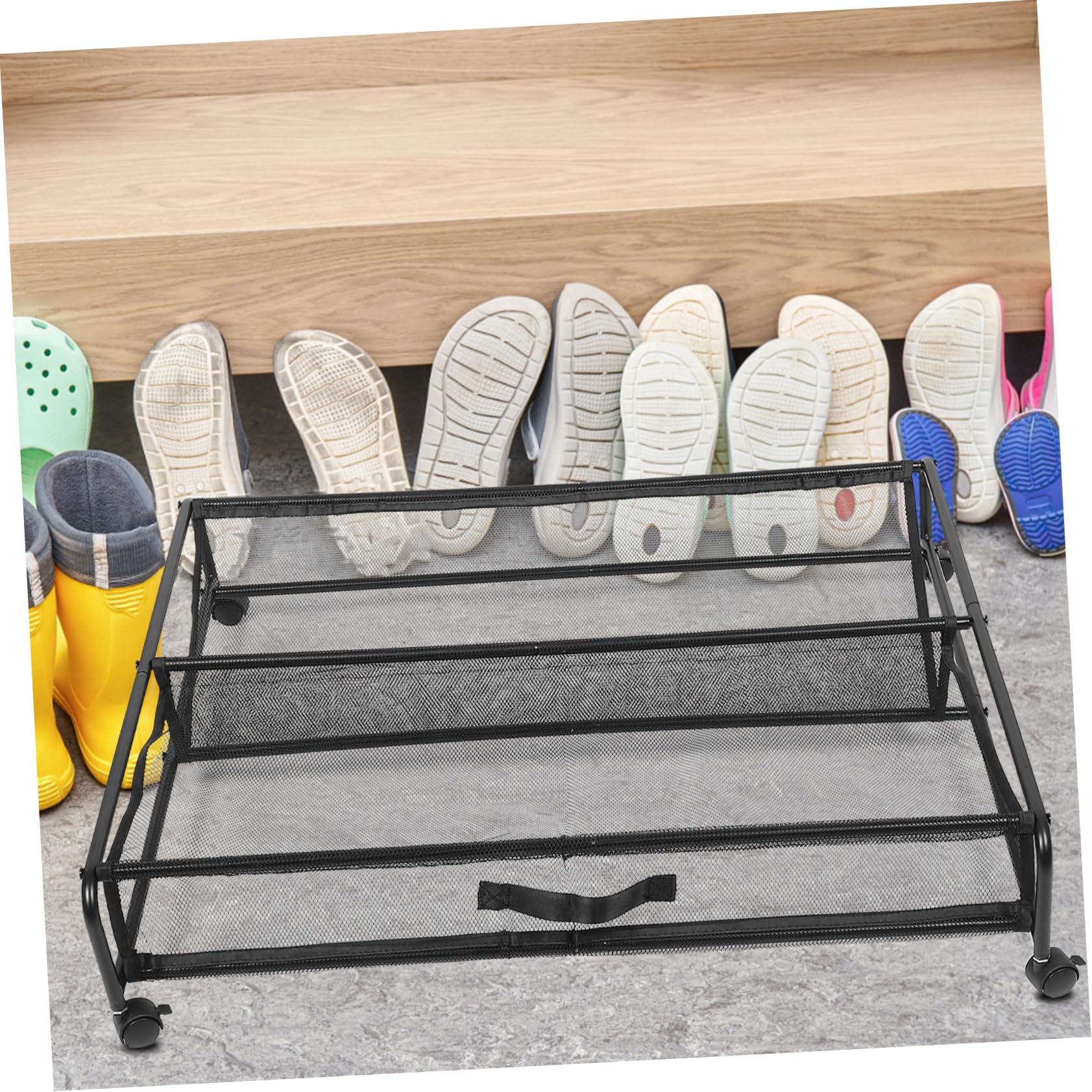 Zapatero con Ruedas de Hierro para Debajo Cama, Plata