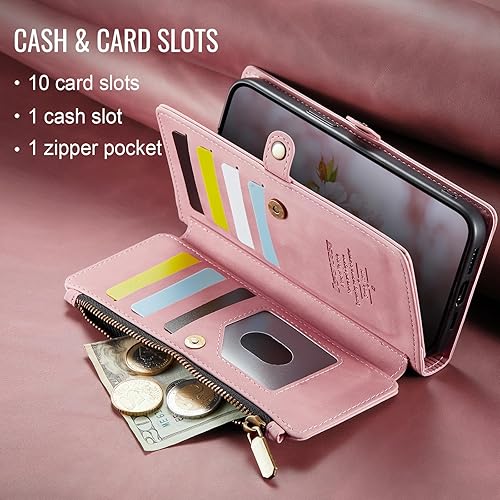 Miniatura 8 de Defencase Funda compatible con iPhone XR con tarjetero de bloqueo RFID para mujeres y hombres, a la moda, de piel sintética, magnética, con cierre