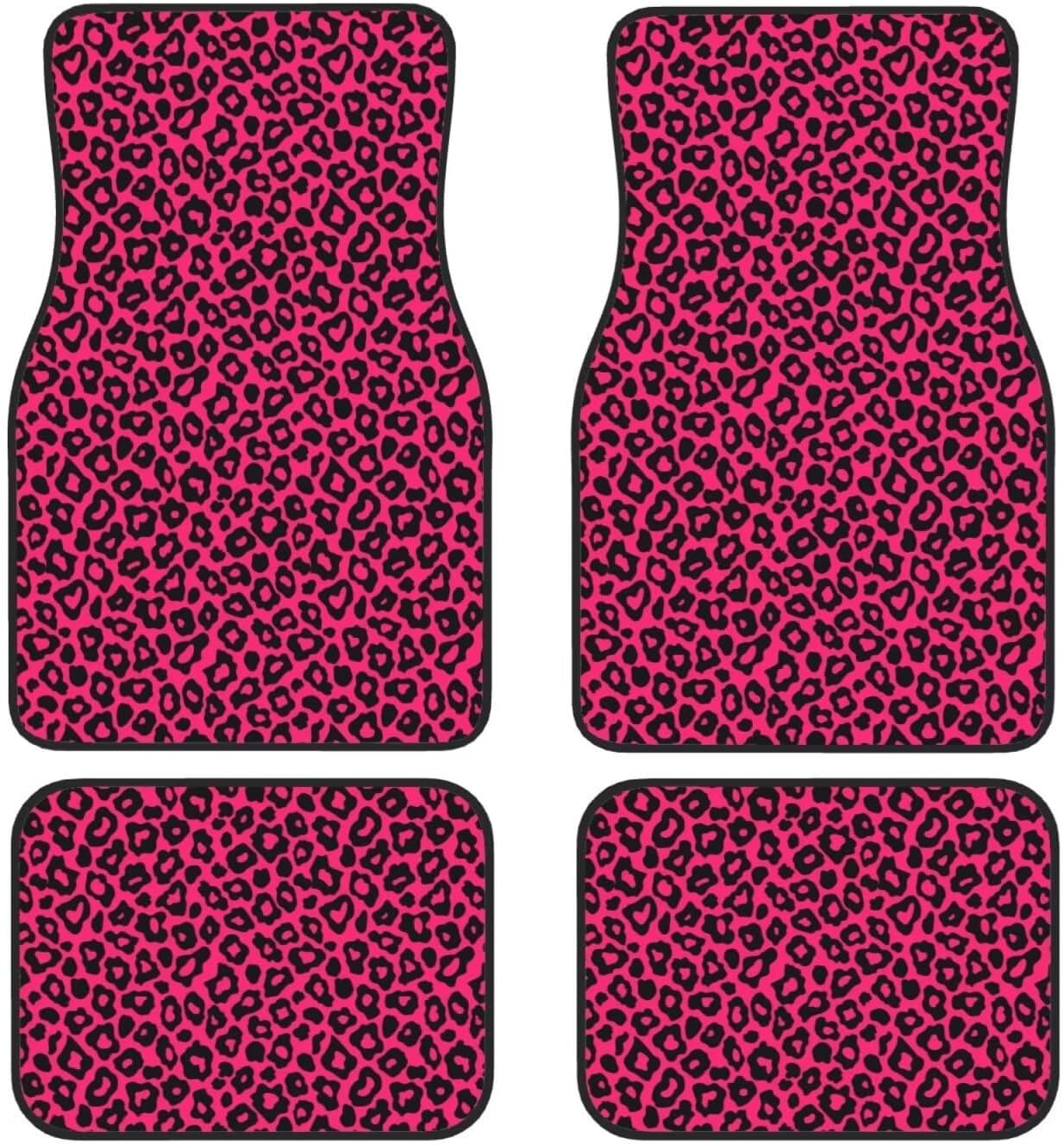 4Pcs Car Floor Mats Carpets Pink Cherry Blossom Cars Floor Protector for Carpet Black Cute Floral Non-Slip Car Rear Floor Mats Universal Auto Interior Accessories Black Car Mats