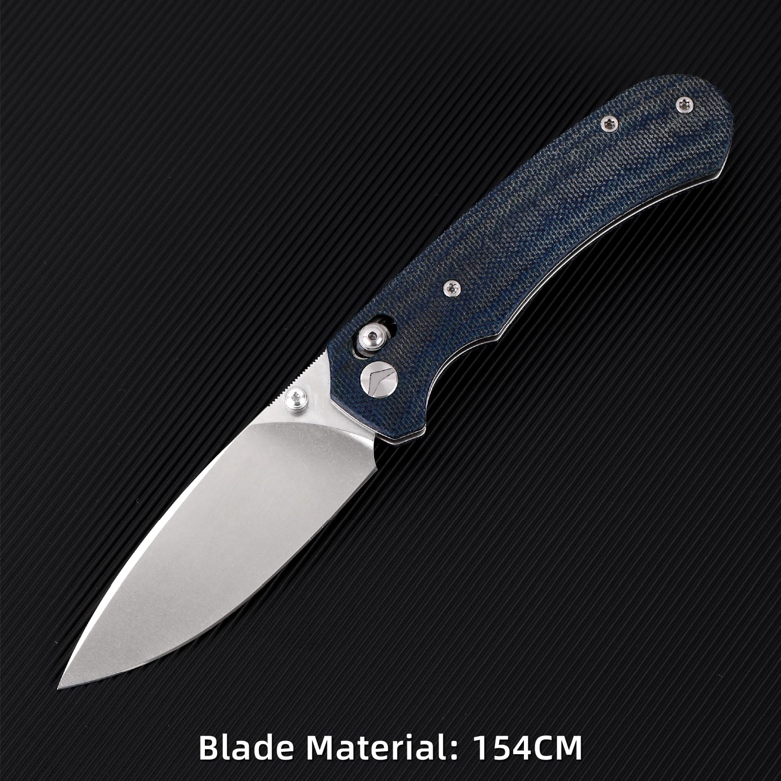 Klappbares Taschenmesser,3.31" 154CM Klinge,Erogonomischer Titan Griff,Jagd Überlebensmesser,EDC Messer für Jagd Camping Überleben Outdoor Angeln Wandern (Blau)