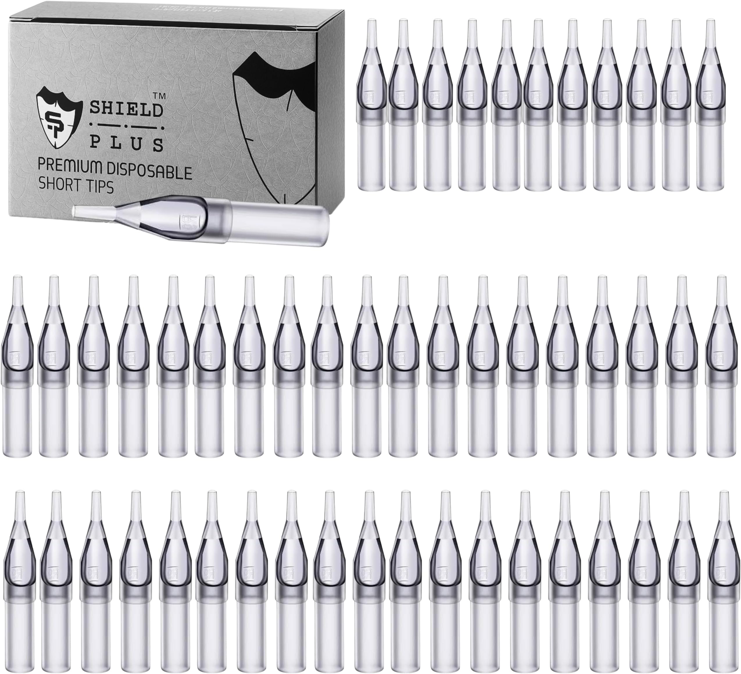 5RT Disposable Tattoo Tips โ Shield Plus Round Tattoo Nozzles โ Hygienic, Single-Use Plastic for Liner Needles