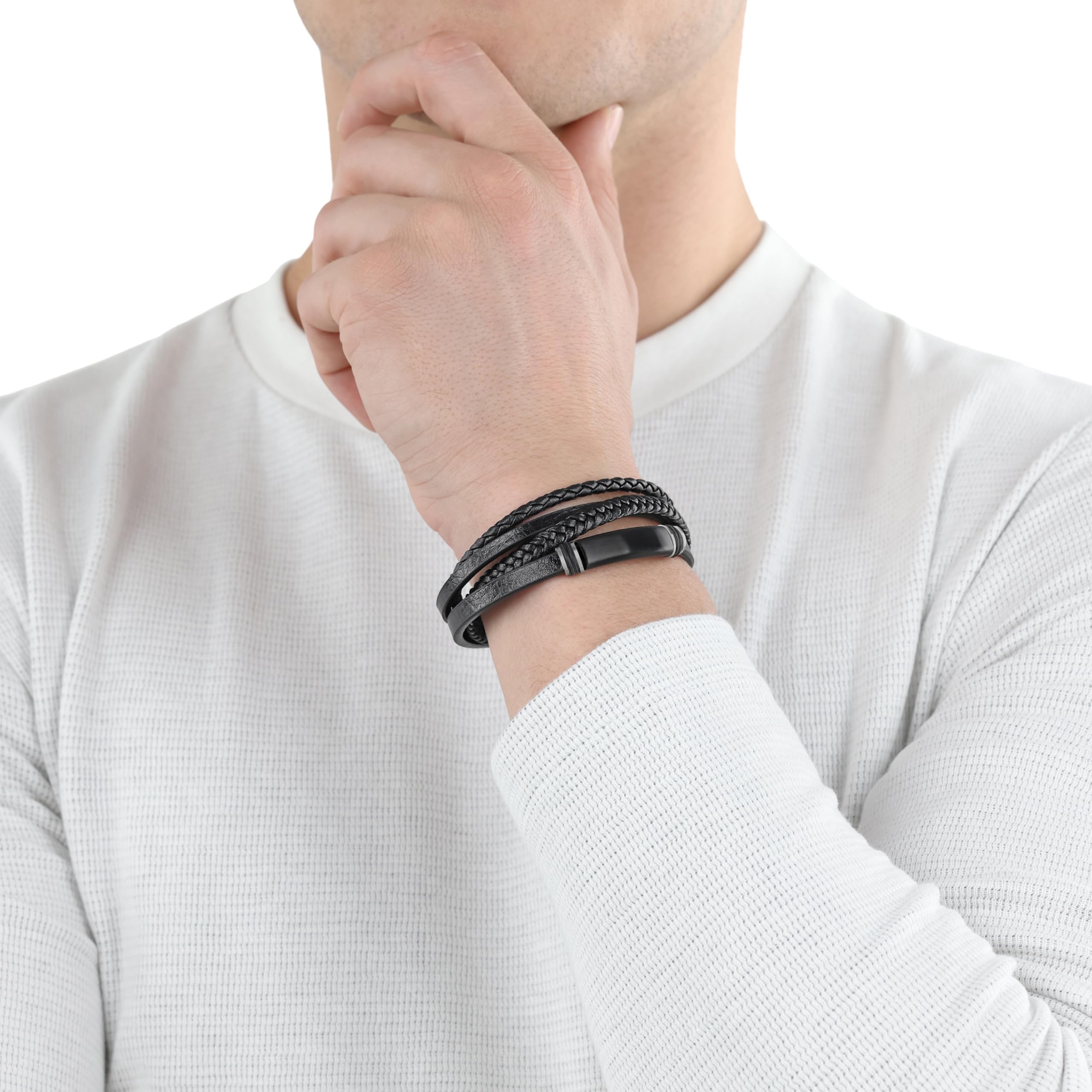 s.Oliver Pour Hommes Bijoux – Bracelet En Leder Et Acier Inoxydabledetails – Classique, Élégant Et Masculin – Parfait Idée Cadeau