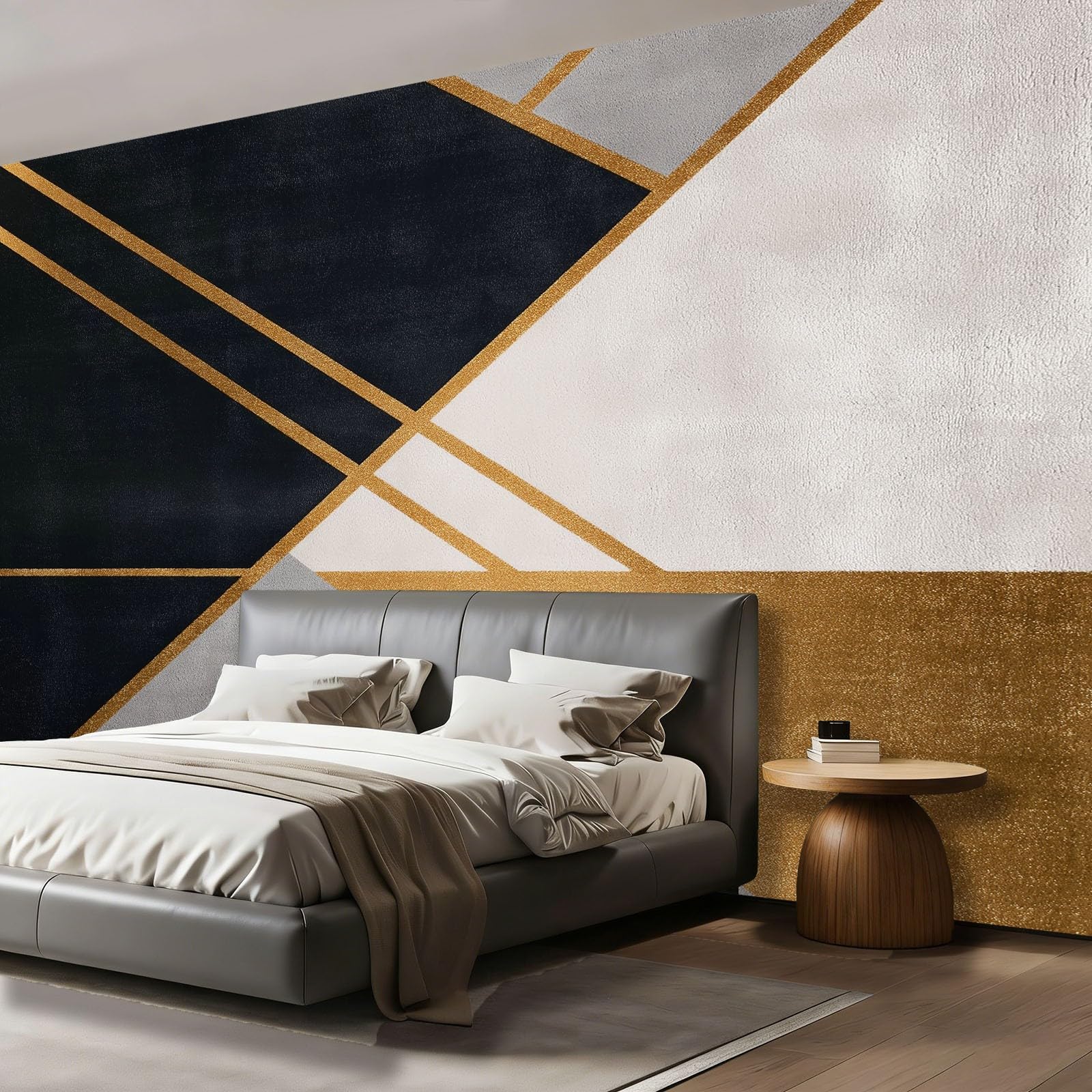 Tapeta 3D z włókniny minimalistyczne linie 350 x 256 cm tapeta ścienna salon sypialnia dekoracja ścienna czarno-biała