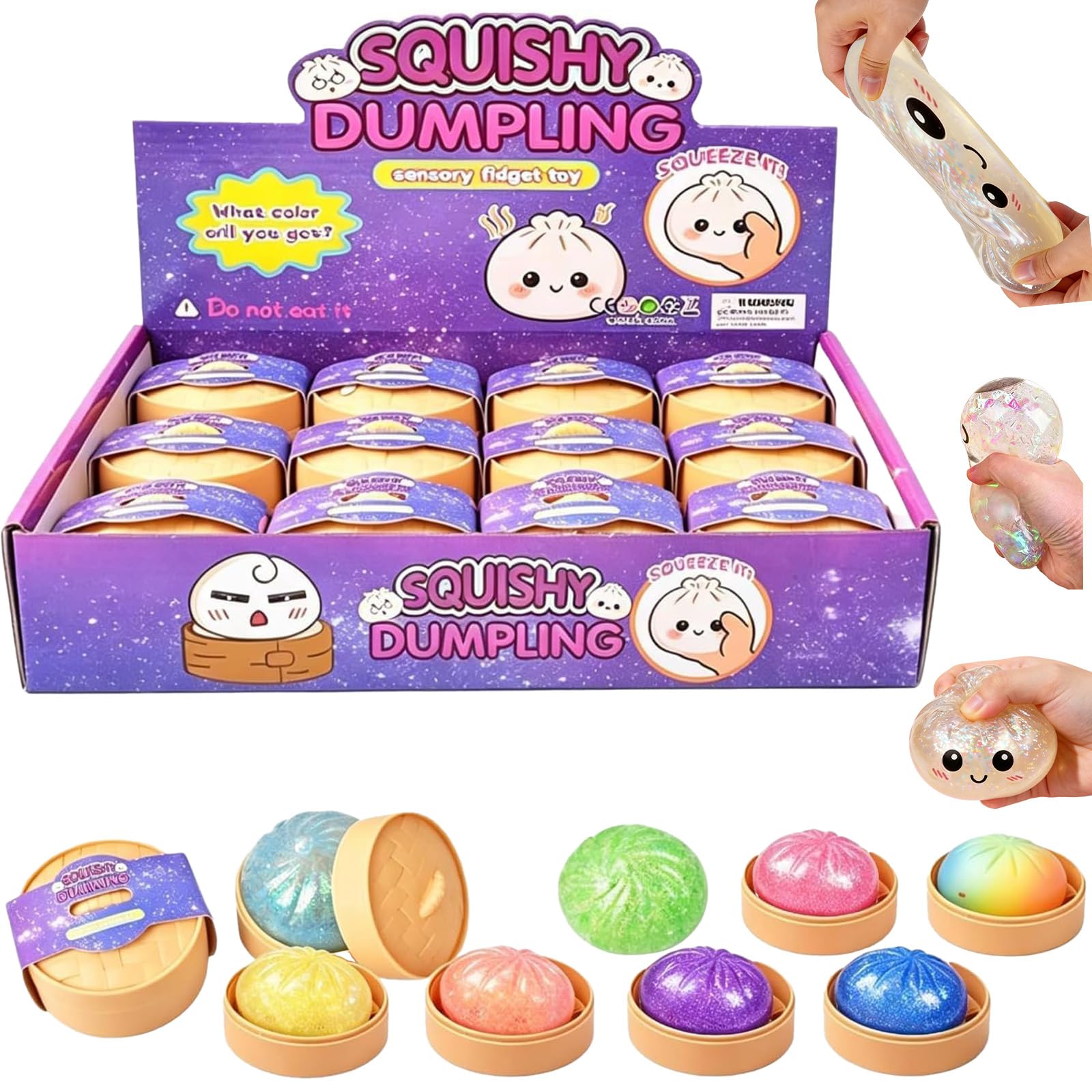 Squishy Ravioli, Dumpling Glitter Squishy, 12PCS Divertente Giocattolo Antistress, Alleviare L'ansia, Sorpresa Divertente Per Giorni Impegnati, Per Home Office
