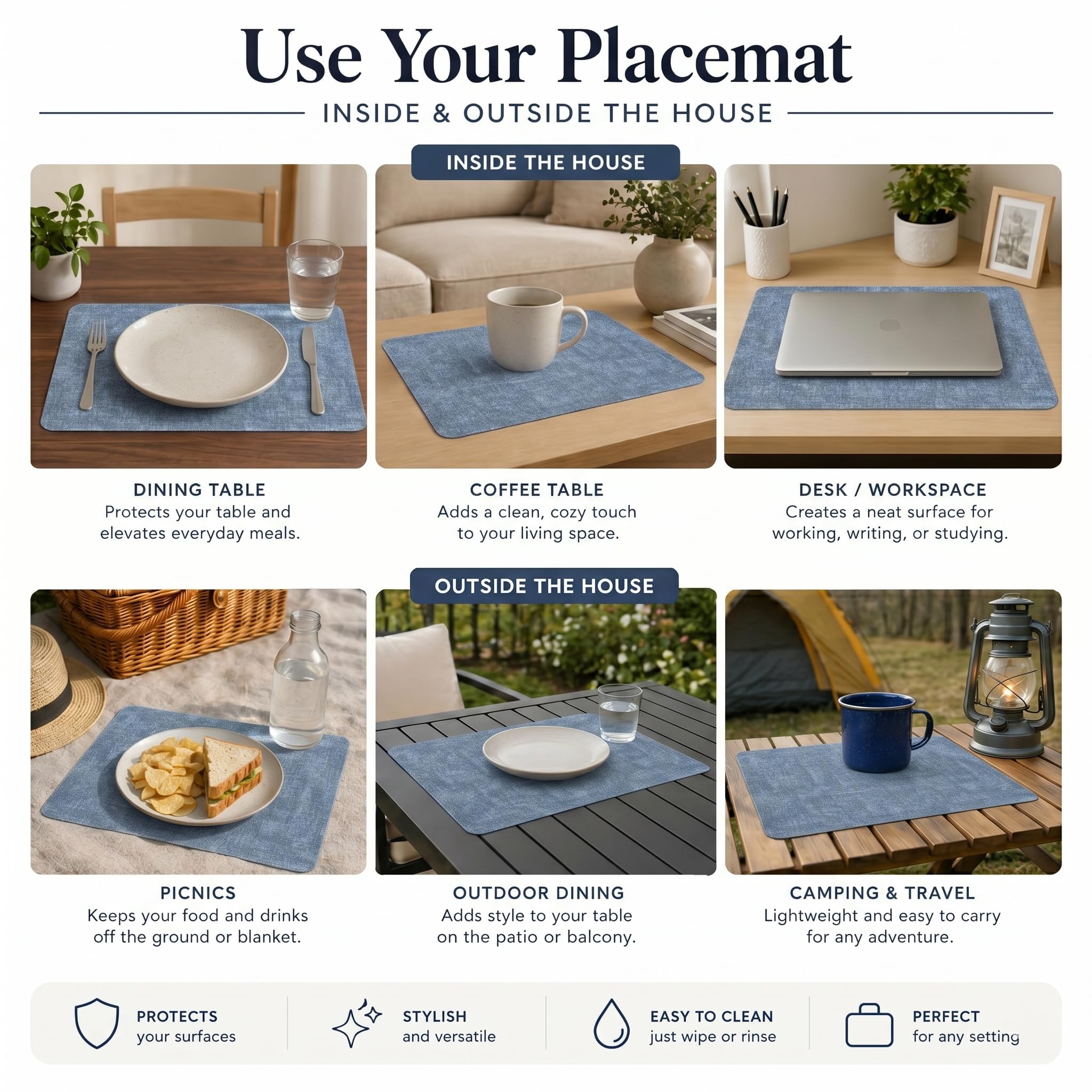 RichAxis Dining Table mat, Washable Table mats, PVC placemat for Kitchen, Non Slip Dining Table Accessories for Home, Rectangular Place Mat for Multiple Use (Set of 2, Grey) — Amazon image 7