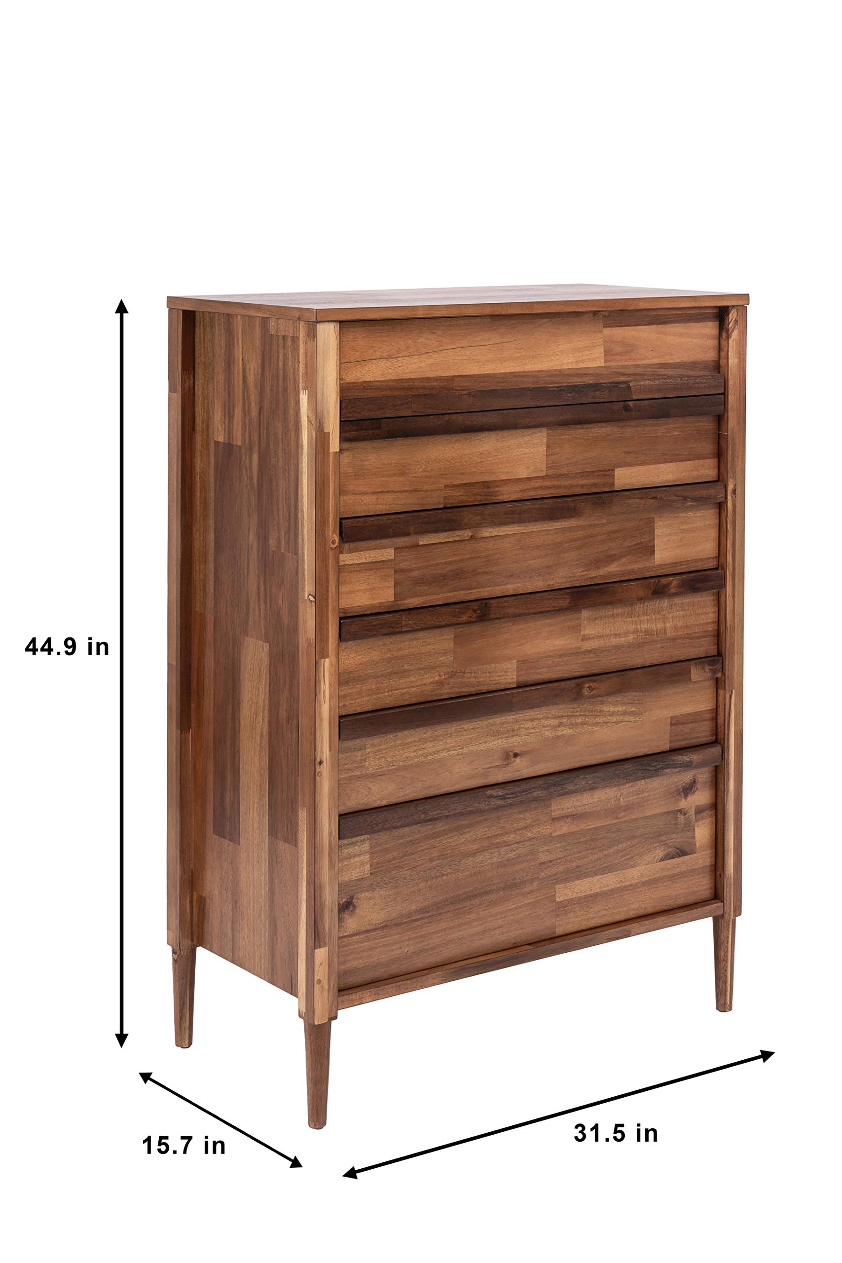 Xylos BorneoTeak Solid Wood Kula Bedroom Set of 1 Bed, 2 Night Stand, 1 er, 1 Chest Drawer and 1 Tall Chest 3