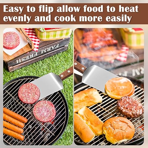 Miniatura 6 de 4 espátulas pequeñas para galletas de brownie, espátula de metal de acero inoxidable con mango de madera para postres, cortar y servir postres,