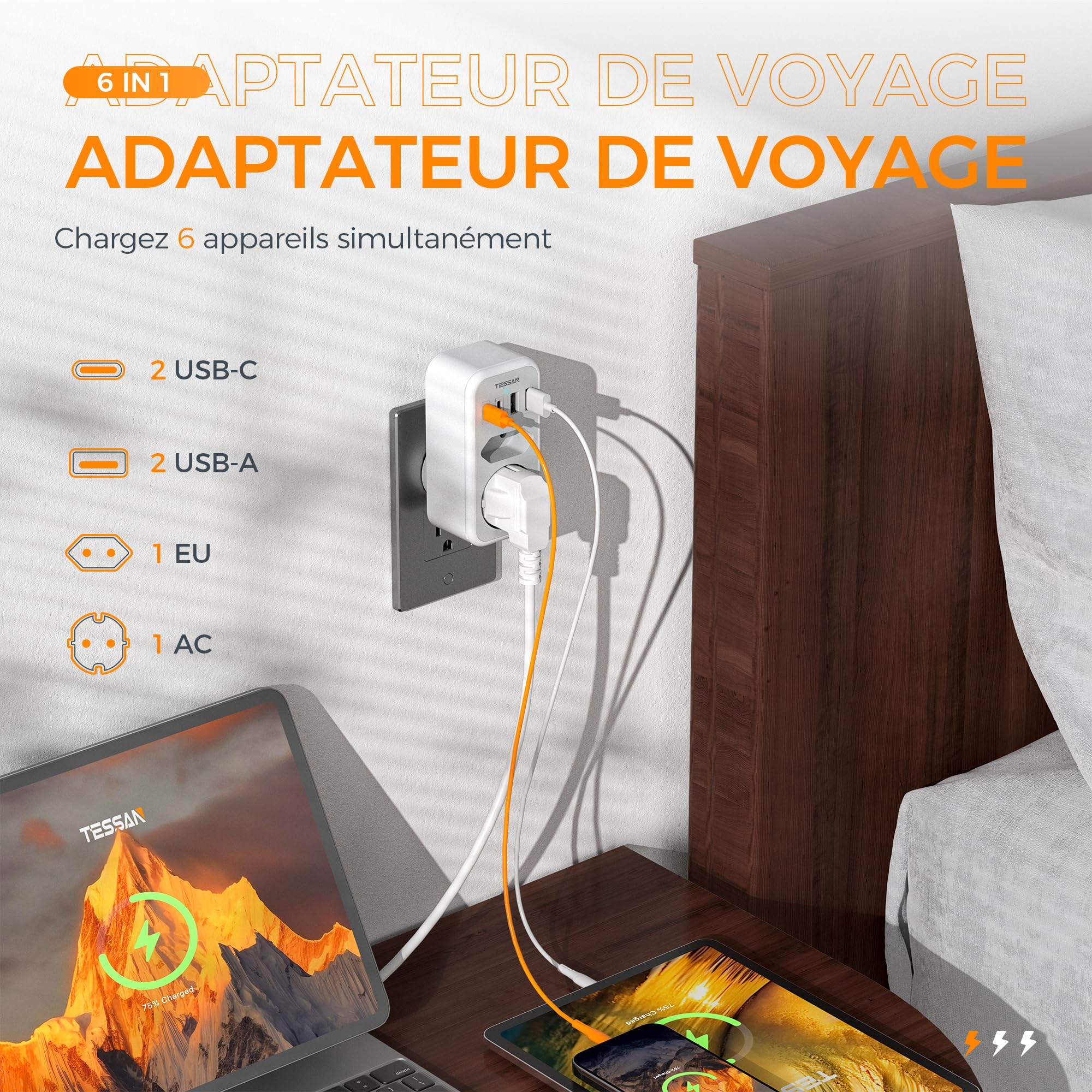 Adaptateur Type B Adaptateur Prise USA 3 Pièces - Pour Canada, Mexique, Thaïlande (type B) - Voyage Sp 175d4c