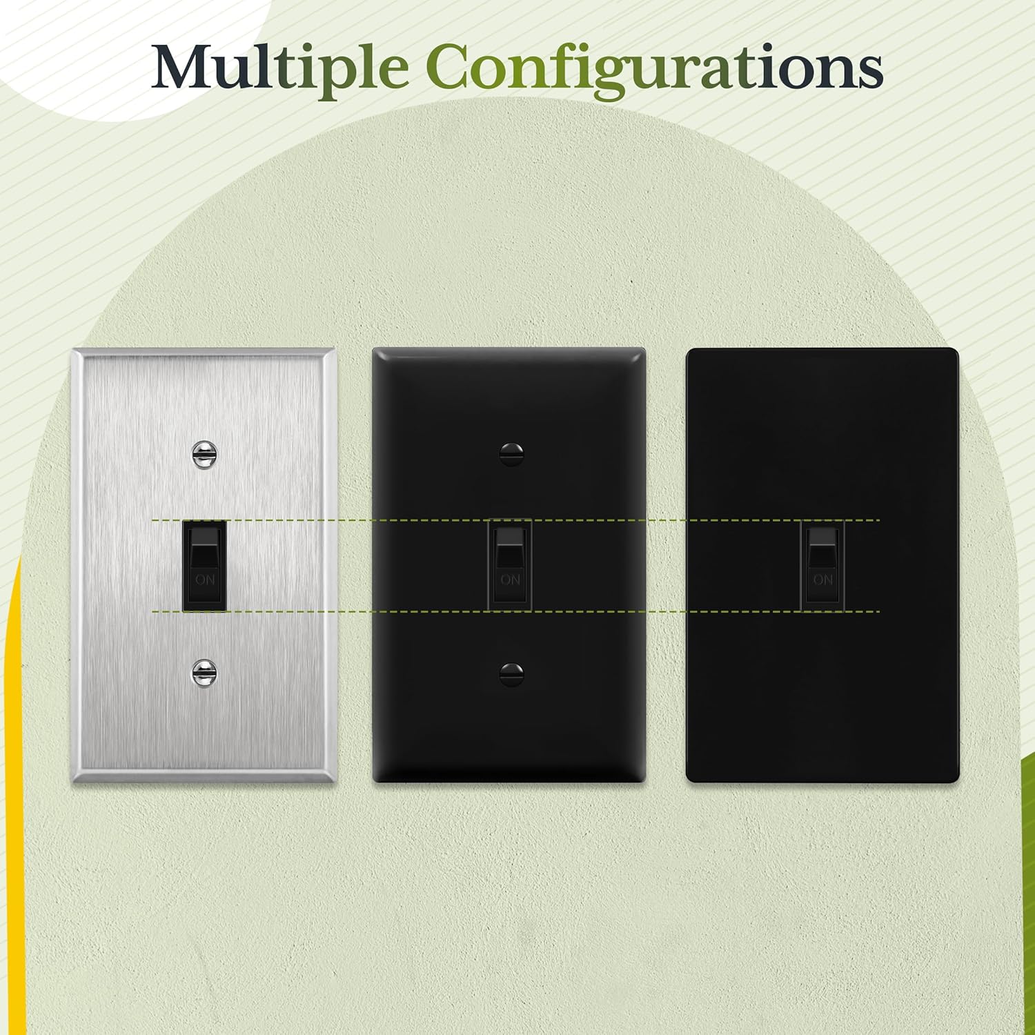 TG Toggle Light Switch with Wall Plate, Single Pole Electrical Wall Switch, 15 Amp, 120V-277V AC, Grounding Screw, Residential Grade, UL Listed, LS-T115-BKP10P, Black (10 Pack)