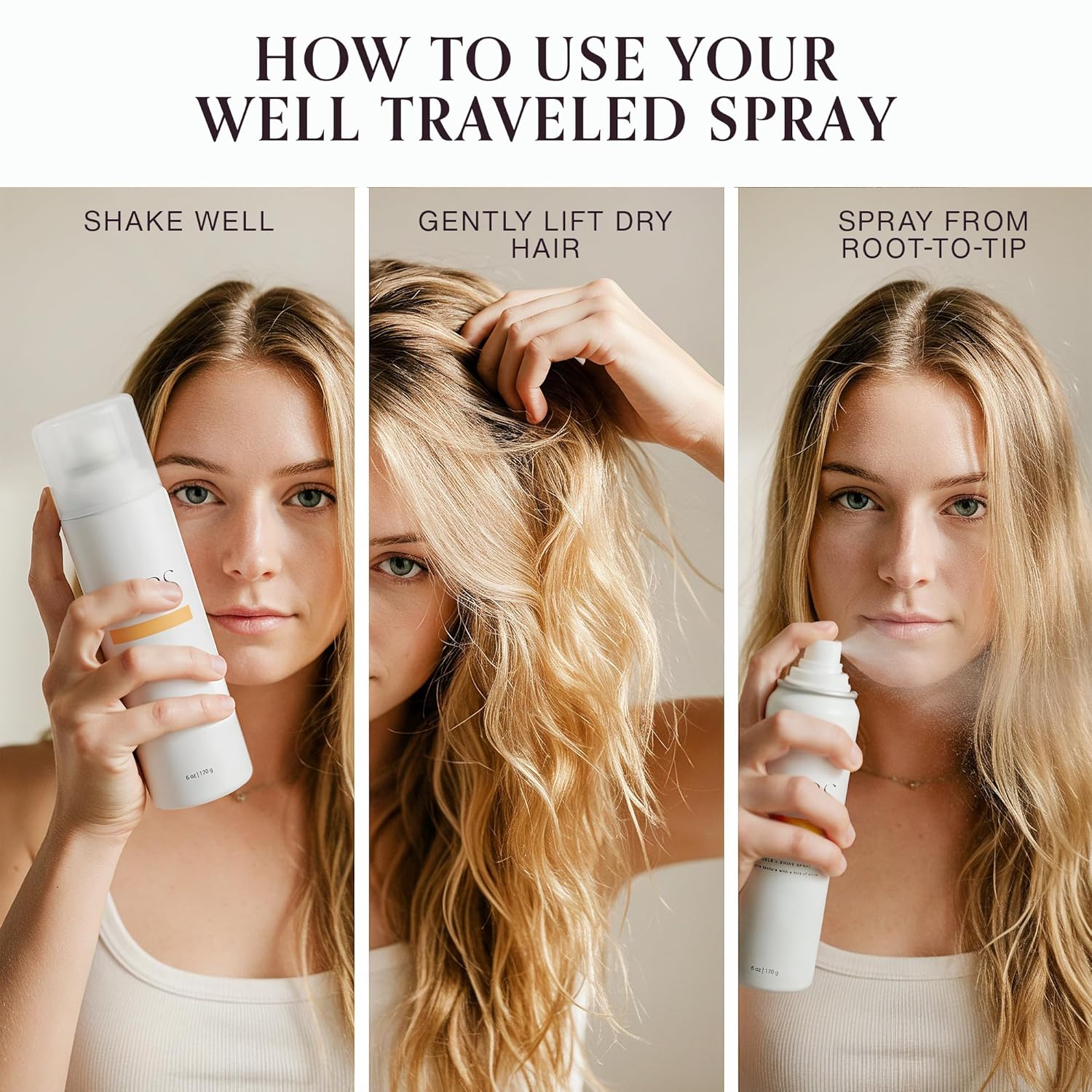 Well Traveled Tousle + Shine Spray | Professional Texture w/Red Algae & Sea Minerals for Glossy Dimension | Sulfate & Mineral Oil Free | Hair Styling Product for All Hair Types | 6 oz