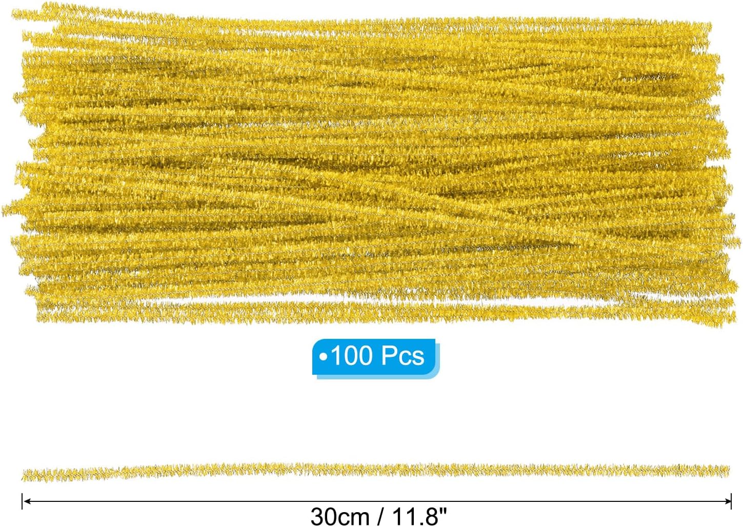 PATIKIL 30cm/11.8" Pipe Cleaners Chenille Stem, 100Pcs Glitters Fuzzy Sticks Pipe Cleaner Craft Supplies for DIY Art Creative Decoration Projects, Yellow image 2