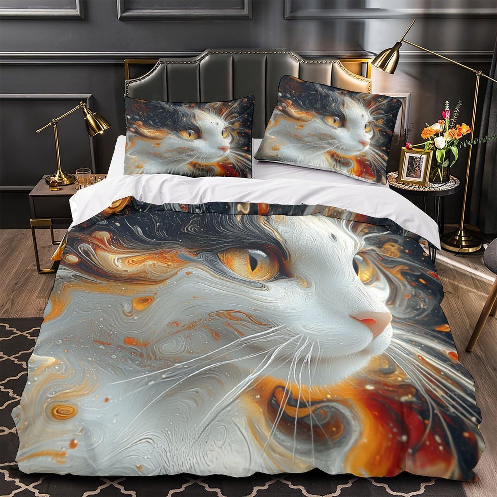 Housse de couette chat abstrait 3D pour sublimer la chambre de vos enfants
