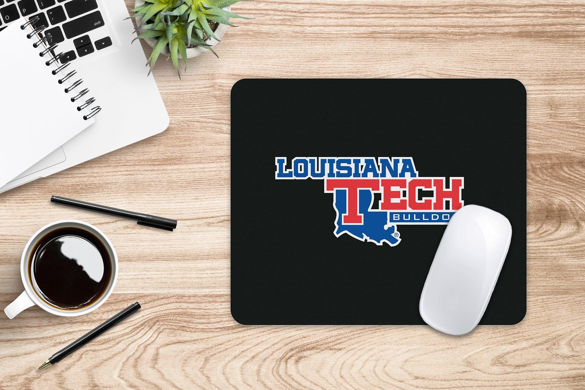 OTM Essentials Louisiana Tech University Standard Fabric Mouse Pad, Desk Accessories, Standard Fabric Gaming Mouse Pad, Mascot Repeat V1