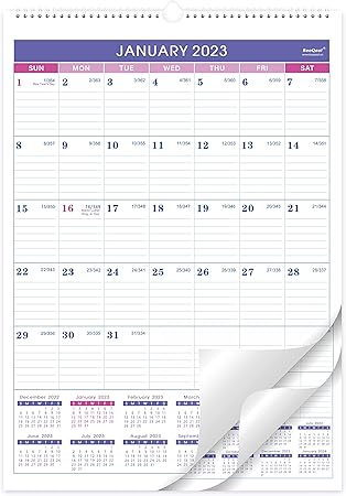 Amazon 23 24 壁掛けカレンダー 18ヶ月カレンダー 23 24 23年1月から24年6月まで 12インチ X 17インチ 大きなブロック ジュリアン日付付き ツインワイヤーバインディング 安定してぶら下げ カレンダー 文房具 オフィス用品