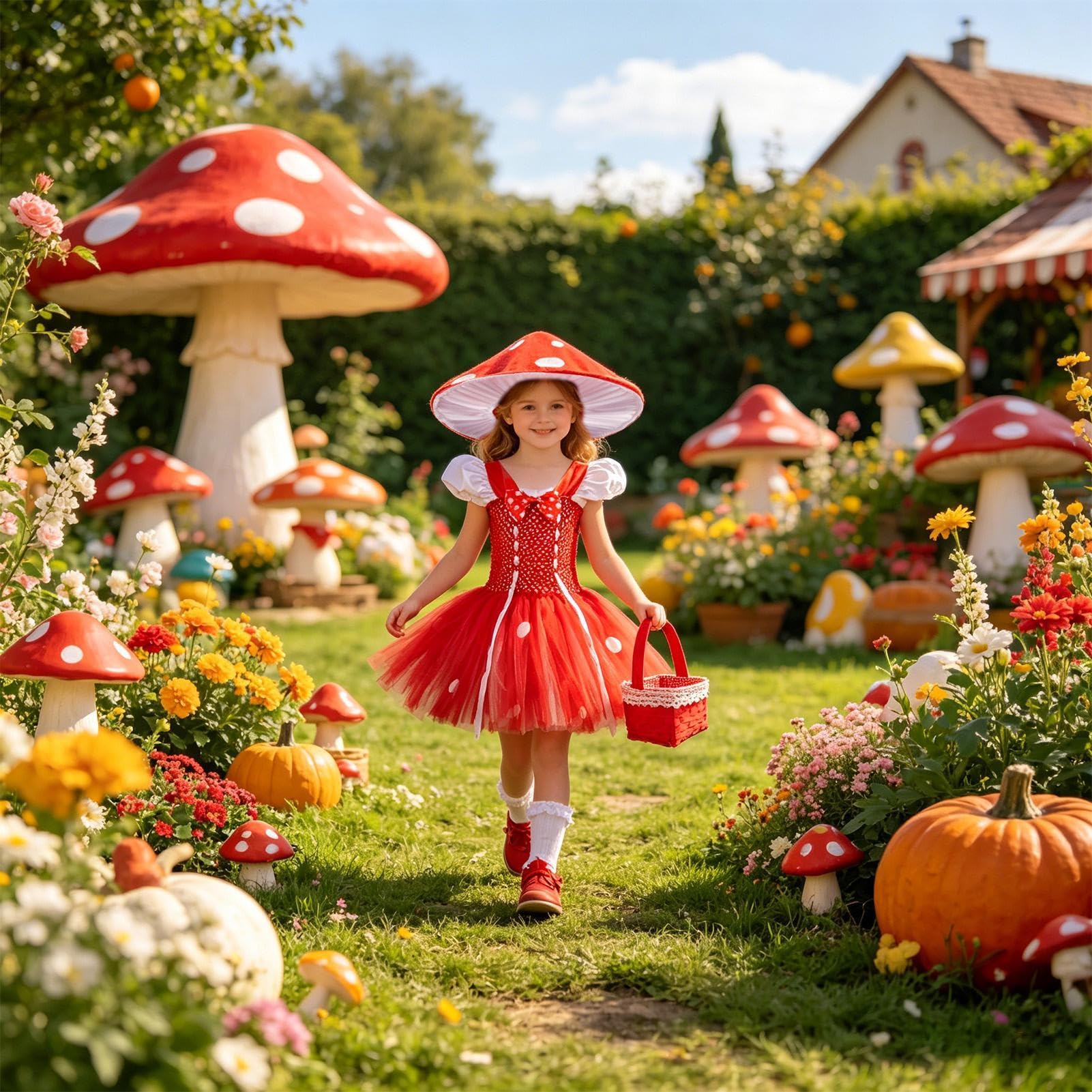 Generisch Dziecięcy kostium grzybkowy – cosplaying, tutu do odgrywania ról, na karnawał, występy sceniczne, imprezy tematyczne, imprezy kostiumowe, sesje zdjęciowe, produkcje filmowe, maskaradę, teatr