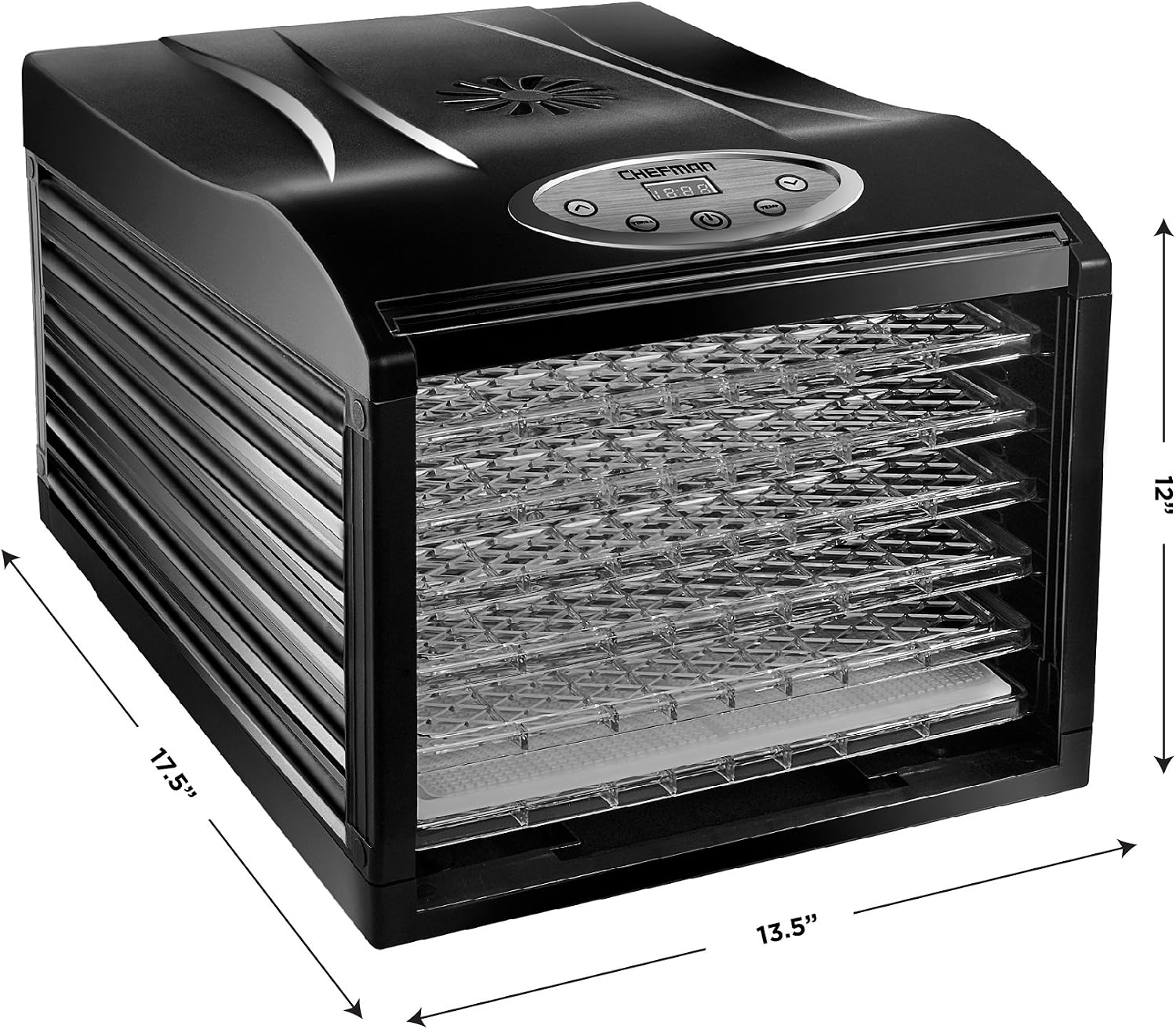 Chefman Food Dehydrator Machine Professional Electric Multi-Tier Food Preserver, Meat or Beef Jerky Maker, Fruit & Vegetable Dryer with 6 Slide Out Trays & Transparent Door