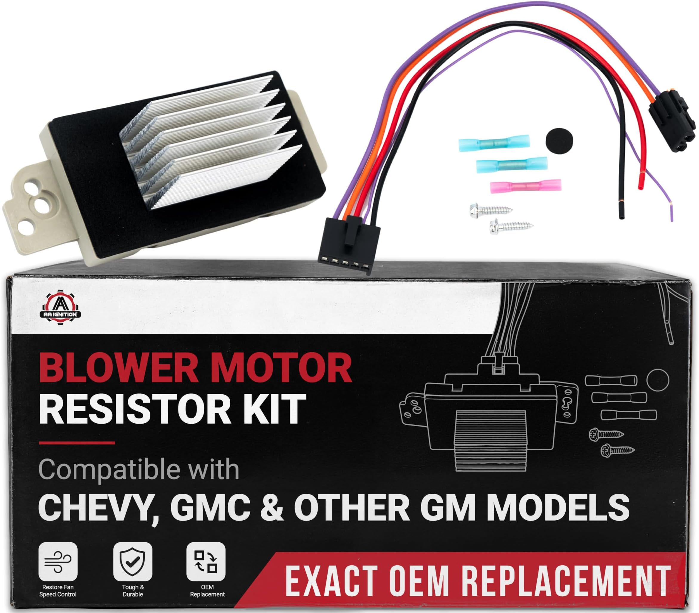 Blower Motor Resistor Complete Kit With Harness - Replaces# 15 81773, 89018778, 89019351, 1581773, 15-81773 - Chevy Silverado, Tahoe, Suburban, GMC Sierra, Yukon & more - AC, Heater Control Module