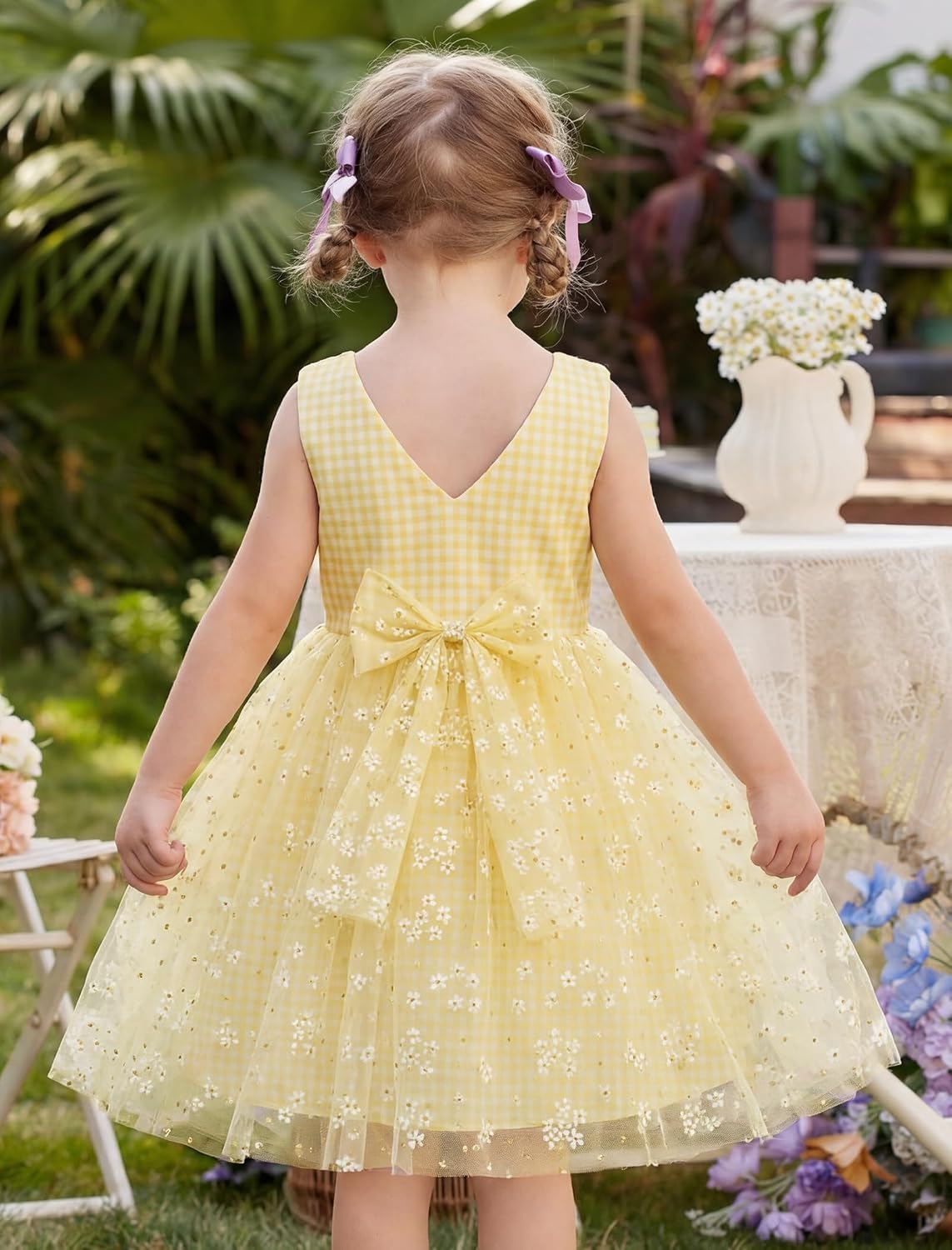 Arshiner Tutu Tulle Dress for Toddler Girls Bowknot Sleeveless Flower Birthday Princess Party Summer Dresses
