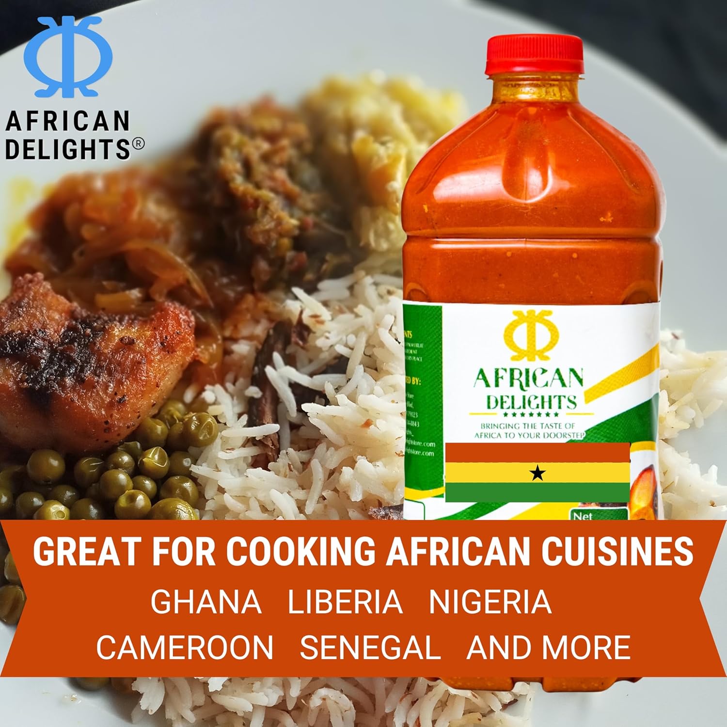 African Delights Red Palm Oil - 100% Natural & Pure | Authentic Unrefined Palm Fruit Oil | High Smoke Point for Cooking, Frying & Sautéing | No Trans Fat, Non-Hydrogenated | Ideal for African, Caribbean & Latin Cuisine