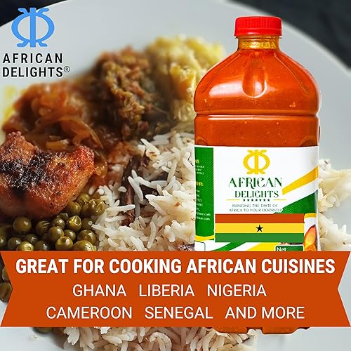 Miniatura 2 de African Delights Aceite de palma roja  100% natural y puro  Auténtico aceite de fruta de palma sin refinar  Alto punto de humo para cocinar, freír y