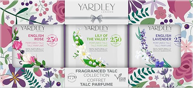 Yardley London Talc Trio Set - Gifts Set for Women, Christmas Gifts for her - Ideal for Birthday, Anniversaries, New Year Eve - Vegan Friendly, Cruelty Free.