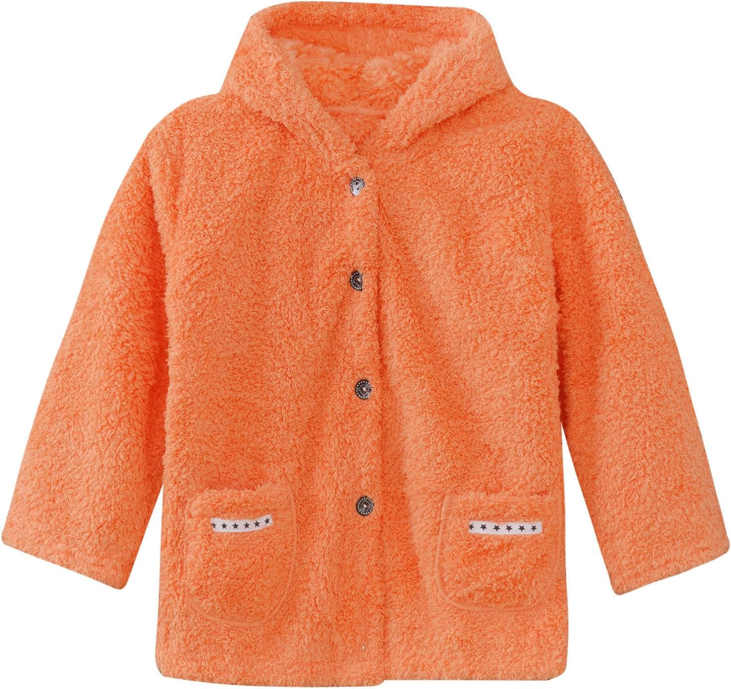 Linjinx Kids Girls Fur Fleece Zip Up Hooded Jacket Coat Winter Warm Animal Ear Hoodie Sweater Outwear Orange A 7-8 Years