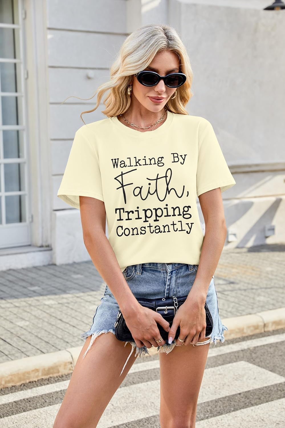 Christian T-Shirts Women Walking by Womens T Shirts Faith Tripping Constantly T-Shirt Inspirational Faithful Religious Tees - Image 6