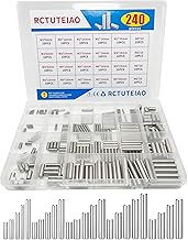 240Piece Dowel Pin Cylindrical Shelf Support Peg 304 Stainless Steel Rod Fasten Elements Assortment Kit, 24 Sizes M2 M3 M4 M5 M6 (240Piece Dowel pin 24 Sizes)