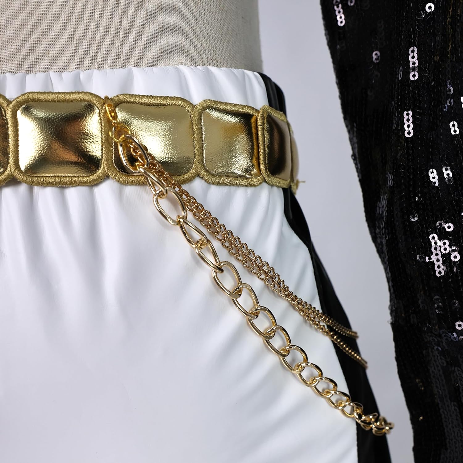 Costume Cosplay Golden For Girls Women With Wigs Halloween Top Pants Full Set Outfit - Image 3